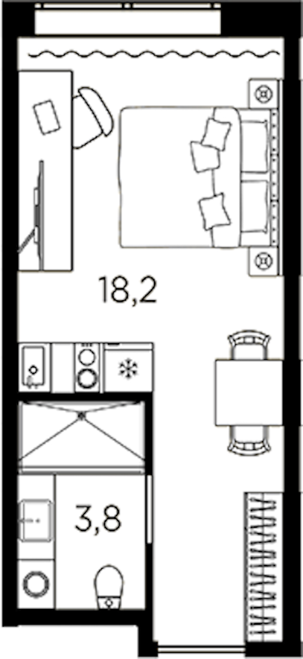 Квартира студия 22 м², 2/13 эт., ЖК «AVENIR Industrial»